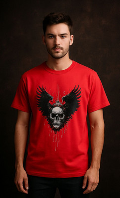 NVMART Printed Men Round Neck Red T-Shirt