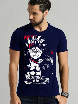 VIKCLIQUE Printed Men Round Neck Dark Blue T-Shirt