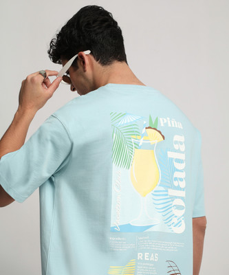 THE BEAR HOUSE Printed Men Round Neck Blue T-Shirt