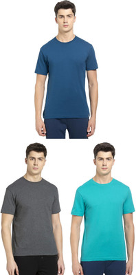 JOCKEY Solid Men Round Neck Grey, Light Green, Blue T-Shirt