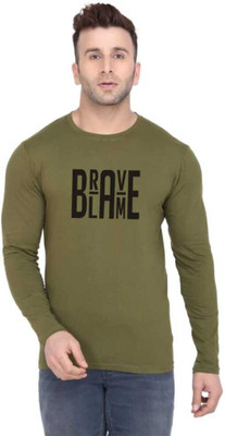 flora shine Printed Men Round Neck Green T-Shirt