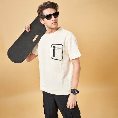 Street 808 by Pantaloons Solid Men Round Neck White T-Shirt