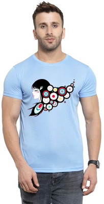 LV CARE Printed Men Round Neck Blue T-Shirt