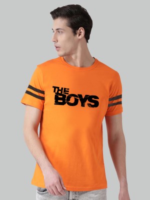 Trends Tower Typography Men Round Neck Orange T-Shirt