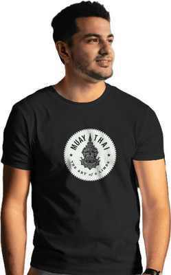VASAL Printed Men Round Neck Black T-Shirt