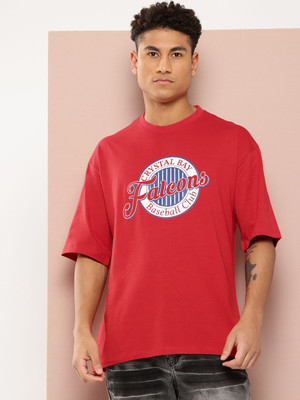 HARVARD Printed Men Round Neck Red T-Shirt