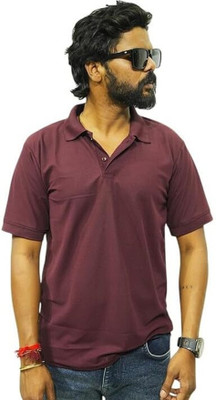 5 iguanas Solid Men Polo Neck Multicolor T-Shirt