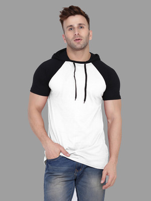 BEYOU FASHION Colorblock Men Hooded Neck White T-Shirt
