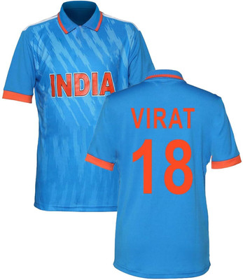 DOSTITCH Printed, Typography Men Polo Neck Blue T-Shirt