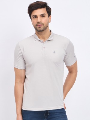 DUKE Solid Men Polo Neck Grey T-Shirt