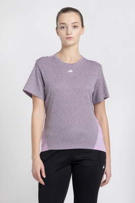 ADIDAS Printed Women Crew Neck Purple T-Shirt