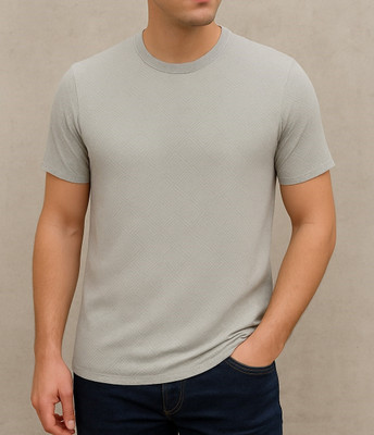 SCUBA Solid Men Round Neck Grey T-Shirt