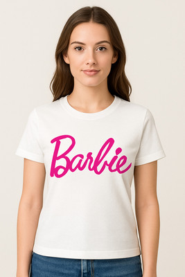 manavgifts Printed Women Round Neck White T-Shirt