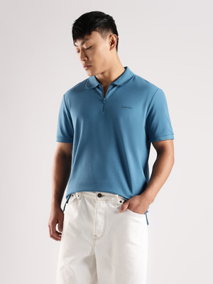 Calvin Klein Jeans Solid Men Polo Neck Blue T-Shirt
