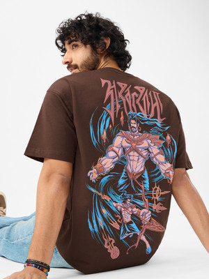 The Souled Store Printed Men Round Neck Brown T-Shirt