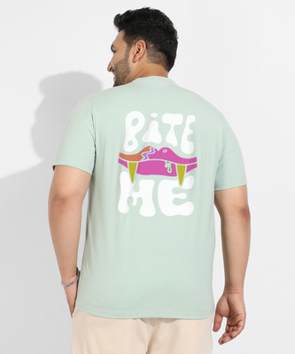 Instafab Plus Printed, Typography Men Round Neck Green T-Shirt