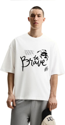 fashnobic Self Design Men Round Neck White T-Shirt