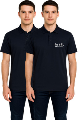 Blooming Printed Men Polo Neck Black T-Shirt