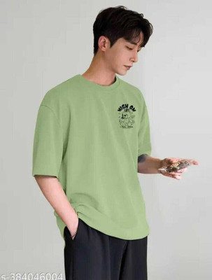 FUNKTAIL Printed Women Round Neck Light Green T-Shirt