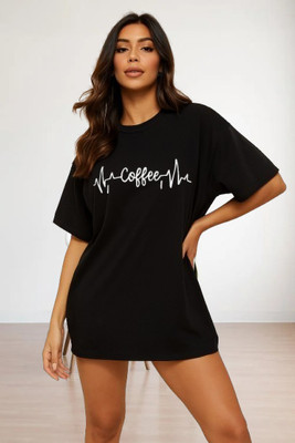 Parth Fashion Printed Women Round Neck Black T-Shirt