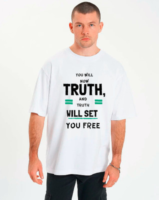 Shakuntla Fashion Printed, Typography Men Round Neck White T-Shirt