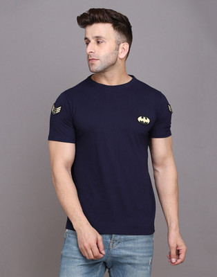 GEUM Printed Men Round Neck Navy Blue T-Shirt