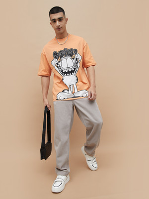 Fame Forever by Lifestyle Printed Men Round Neck Orange T-Shirt