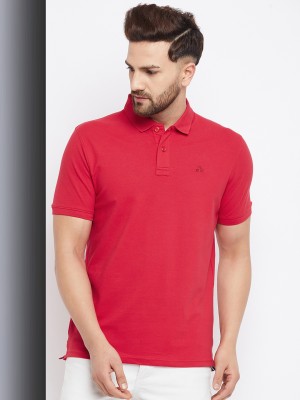 98 Degree North Solid Men Polo Neck Red T-Shirt