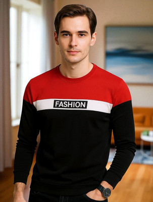 Autna Colorblock Men Round Neck Red T-Shirt