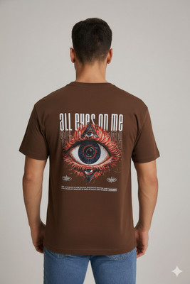 NEWRICH Printed Men Round Neck Brown T-Shirt