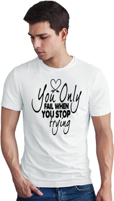 Seek Buy Love Printed Men Round Neck White T-Shirt