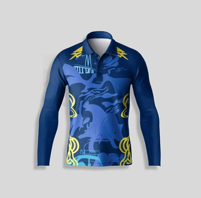 CHAVV Printed Men Polo Neck Blue T-Shirt
