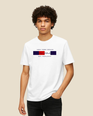 DRIPTHREAD Printed Men Round Neck White T-Shirt