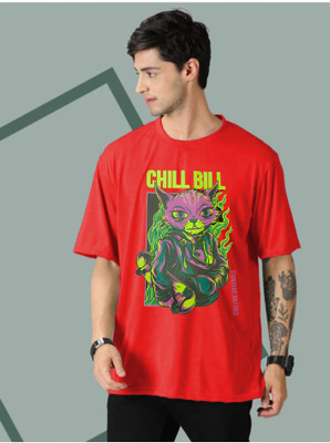Sahuone Printed, Typography Men Round Neck Red T-Shirt