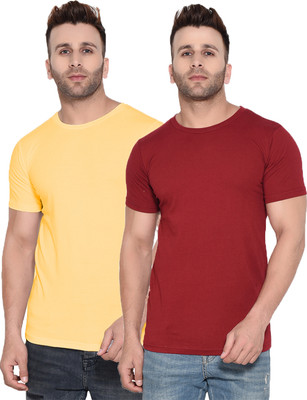 Kroptee Solid Men Round Neck Multicolor T-Shirt