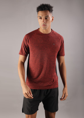 Force NXT Solid Men Round Neck Maroon T-Shirt
