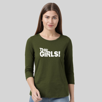 Nilan Tees Wear Printed Women Round Neck Green T-Shirt
