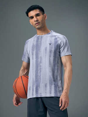 TECHNOSPORT Printed Men Round Neck Purple T-Shirt