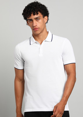 PARK AVENUE Solid Men Polo Neck White T-Shirt