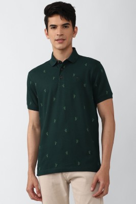 Simon Carter London Printed Men Polo Neck Green T-Shirt