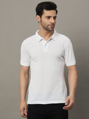 METRONAUT Solid Men Polo Neck White T-Shirt