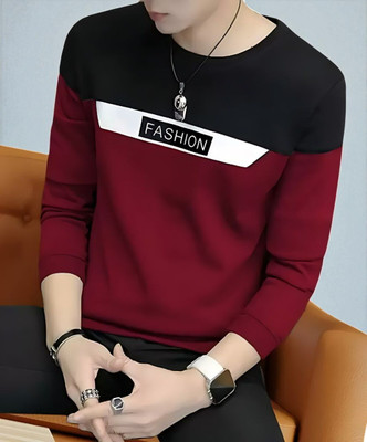 Autna Solid Men Round Neck Maroon T-Shirt