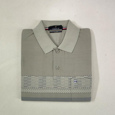 COLORTRAIT Printed Men Polo Neck Beige T-Shirt