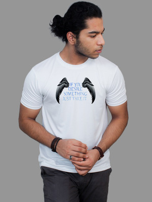 Smrink Typography Men Round Neck White T-Shirt