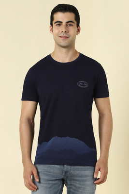 Allen Solly Colorblock Men Crew Neck Dark Blue T-Shirt
