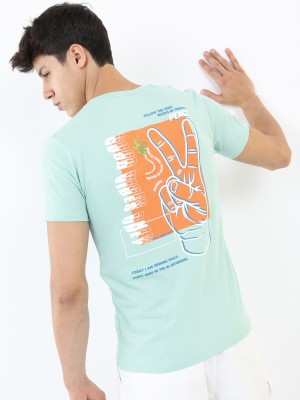 KETCH Printed, Typography Men Round Neck Light Blue T-Shirt