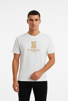 tshirt Solid, Embroidered Men Round Neck White T-Shirt