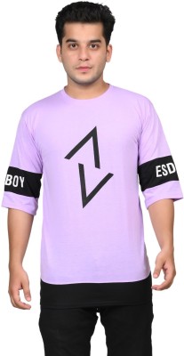 reshma fashion Printed, Typography Men Round Neck Purple T-Shirt