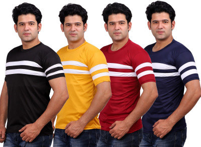 SYM Solid Men Round Neck Multicolor T-Shirt