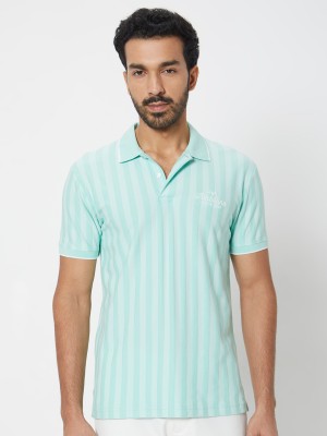 MUFTI Striped Men Polo Neck Multicolor T-Shirt